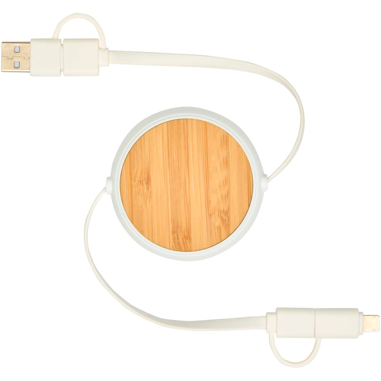 Chechia 5-in-1 recycled plastic 100 cm retractable data sync and 45W fast charge cable