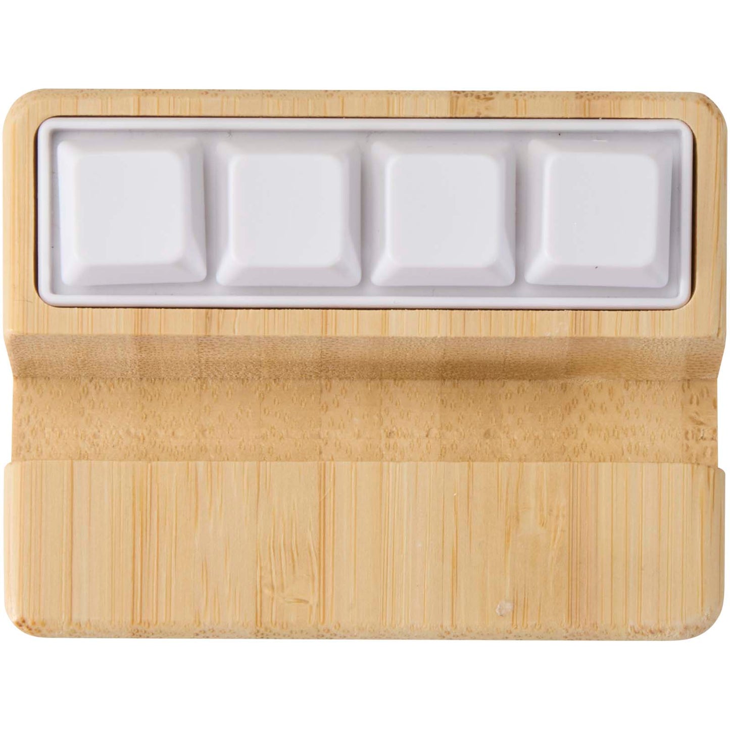 Algol recycled plastic phone stand and fidget toy with bamboo details