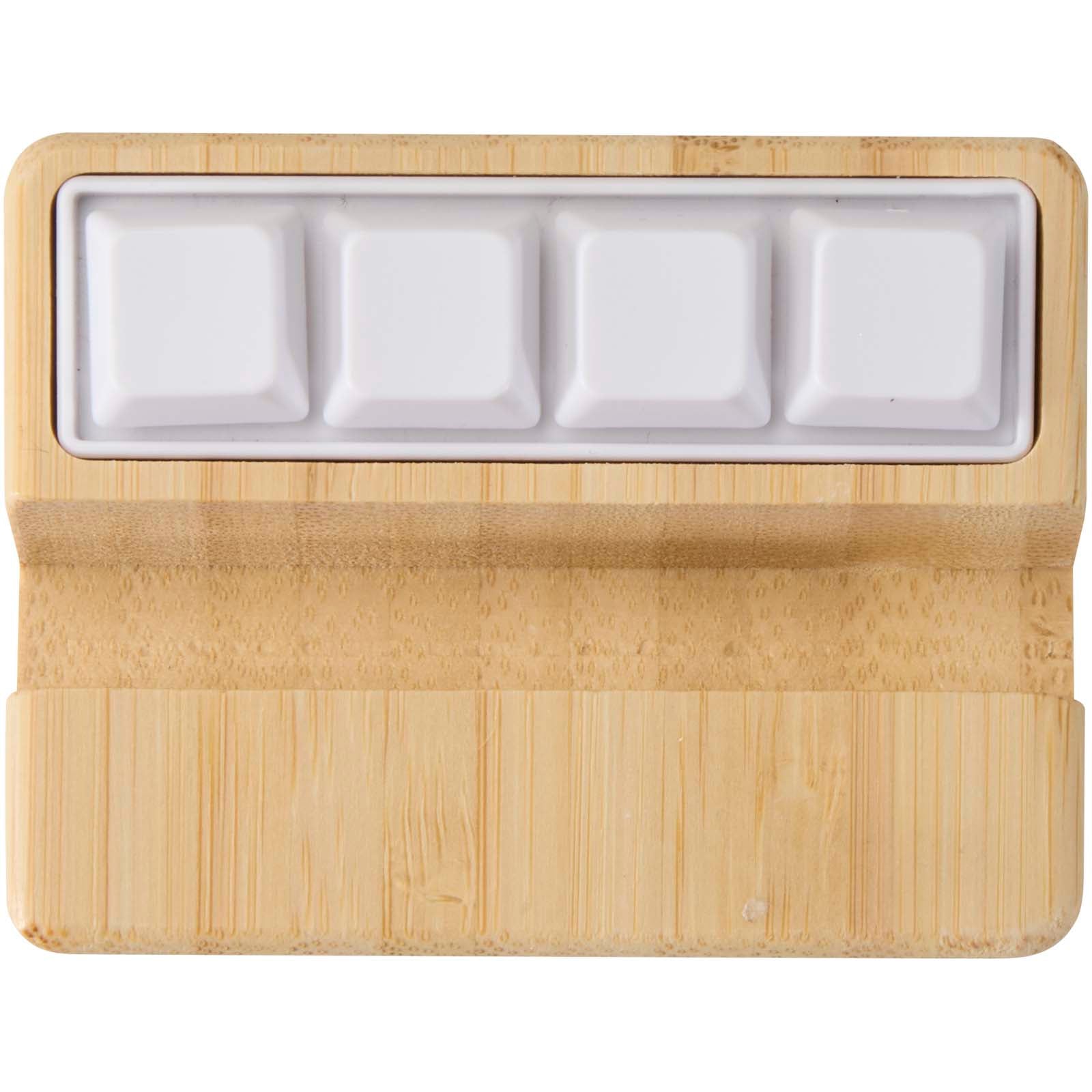 Algol recycled plastic phone stand and fidget toy with bamboo details
